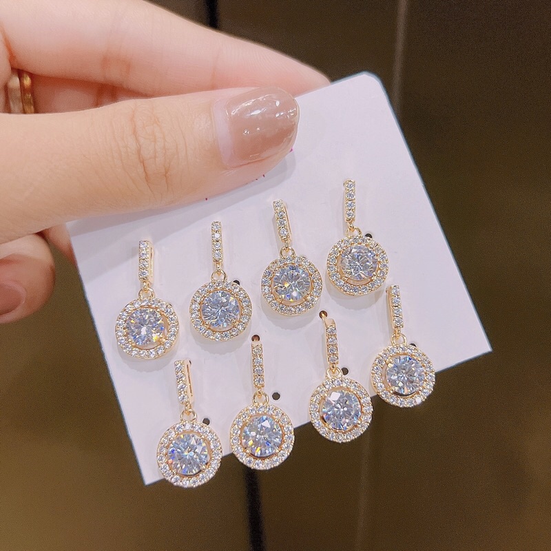 Bông tai hột cam kết không đen k gỉ siêu bền màu BXP44