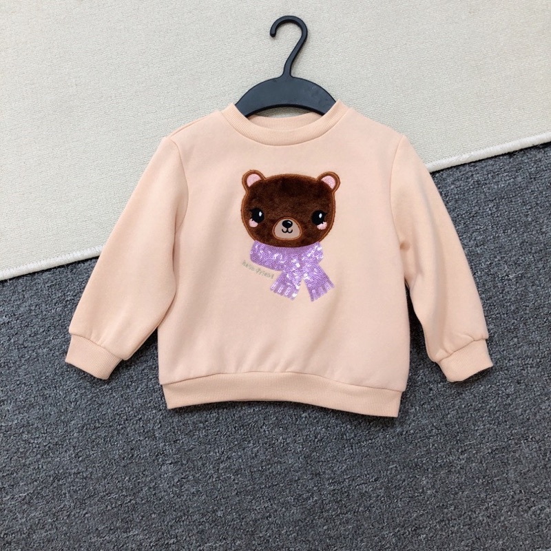 Áo phông dài tay bé gái HM 1-4 tuổi  Áo thun nỉ bông cotton xuất dư 0822