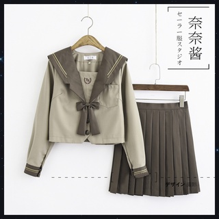 Seifuku/ Set váy đồng phục học sinh Nhật Bản: áo cổ thủy thủ thêu hoa anh đào + chân váy xòe xếp ly