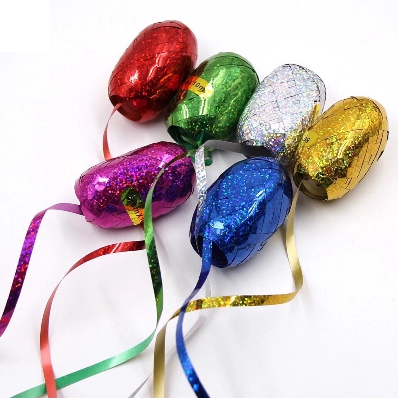 Duy băng ánh kim buộc đuôi bóng bay 10 mét