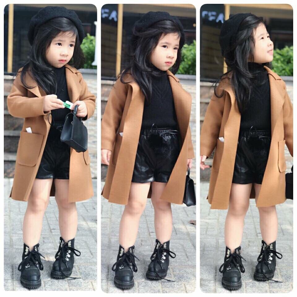 Áo dạ dáng dài bé gái