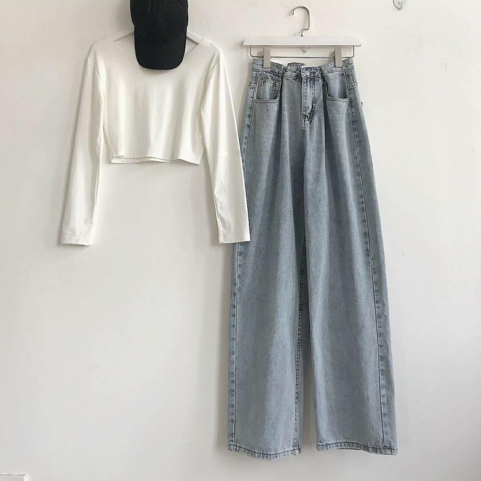 [HÀNG CAO CÂP] Quần Baggy Jean SEMI Ống Rộng Cạp Chỉnh Nút Gài Eo Ulzzang | BigBuy360 - bigbuy360.vn