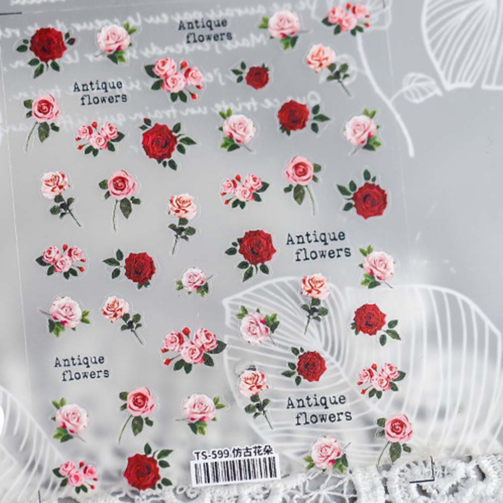 [Hàng mới về] Miếng dán trang trí móng tay hình hoa hồng 5d diy