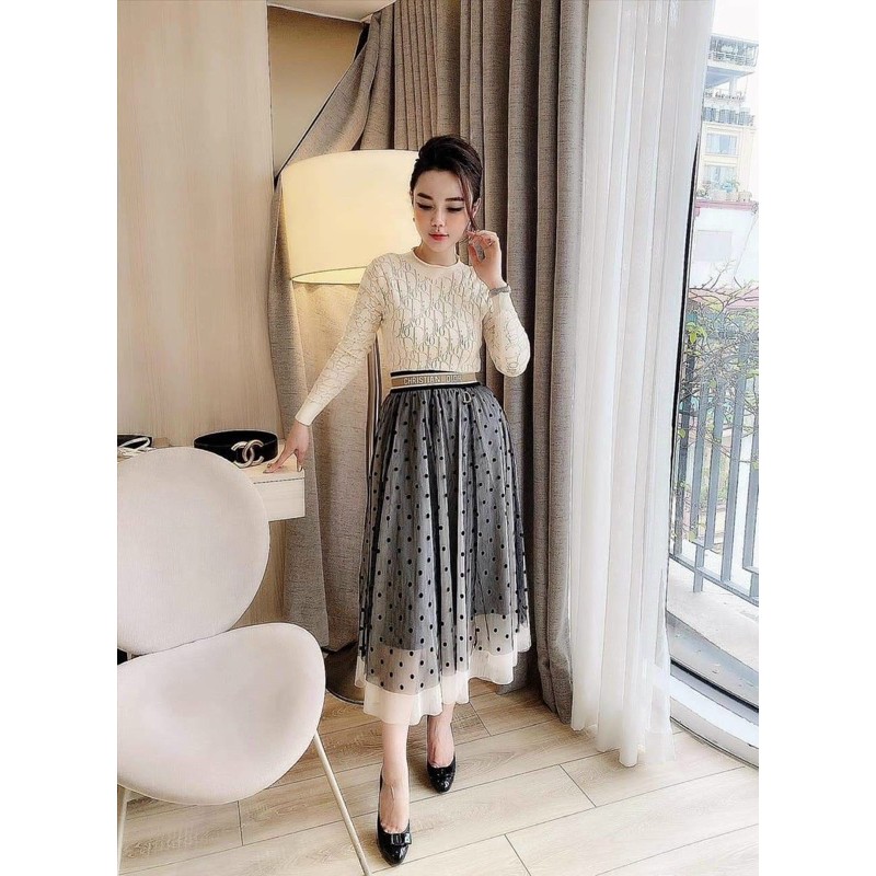 [ Mã FAXANH55 giảm 10K đơn 50K] BÁN SỈ CHÂN VÁY LƯỚI CHẤM BI CẠP CHỮ ĐI Ô CHO NỮ