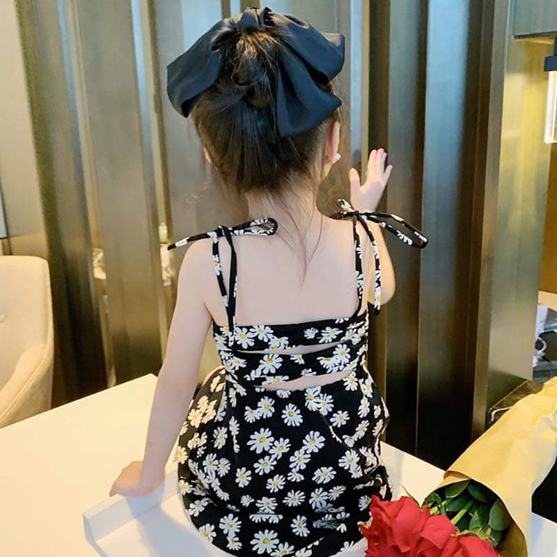 VÁY BÉ GÁI, ĐẦM TRẺ EM ,VÁY CHO BÉ HOA CÚC DÁNG 2 KIỂU HỞ LƯNG  (V22179)