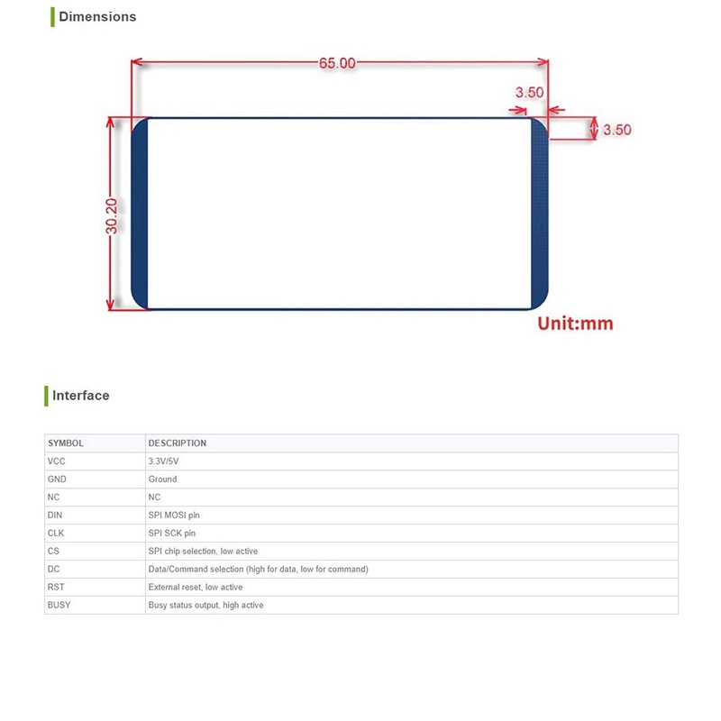 Màn Hình Hiển Thị Kép 2.13inch 250x122 3.3v / 5v Màu Trắng Đen Cho Raspberry Pi