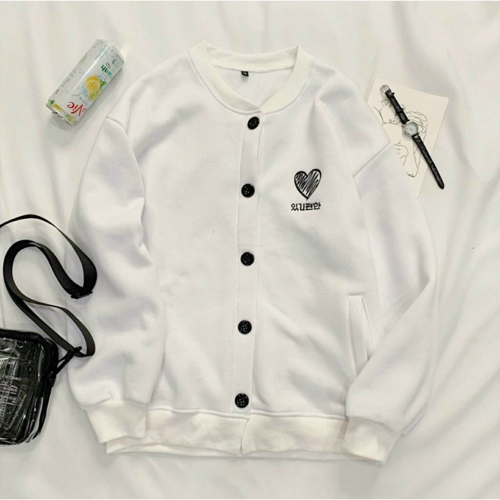 [HÌNH THÊU, VẢI DÀY ĐẸP] Áo Khoác Cardigan Nam Nữ Thêu Trái Tim Phong Cách Hàn Quốc, Áo Khoác Nỉ Bông Cài Cúc Nam Nữ Đẹp | BigBuy360 - bigbuy360.vn