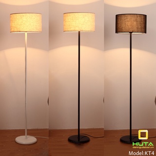 Đèn cây đứng điều chỉnh tăng giảm độ sáng, thân thép trắng đen, chao vải led dùng đèn sàn phòng khách phòng ngủ huta kt4