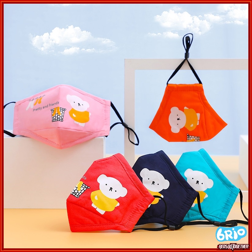 Khẩu trang vải cho bé có nút điều chỉnh quai, tặng kèm 2 miếng than hoạt tính