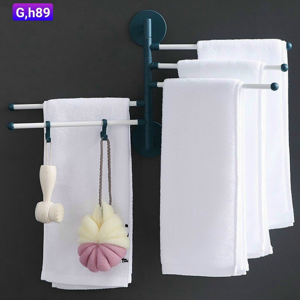 GIÁ ĐỠ, KỆ TREO KHĂN 5 CÁNH XOAY180ĐỘ DÁN TƯỜNG KO CẦN KHOAN
