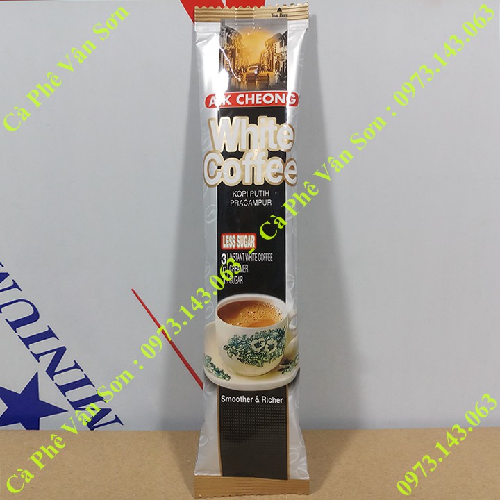 05 bịch Cà phê ít đường Aik Cheong White Coffee (less sugar) 600g (15 gói dài * 40g)