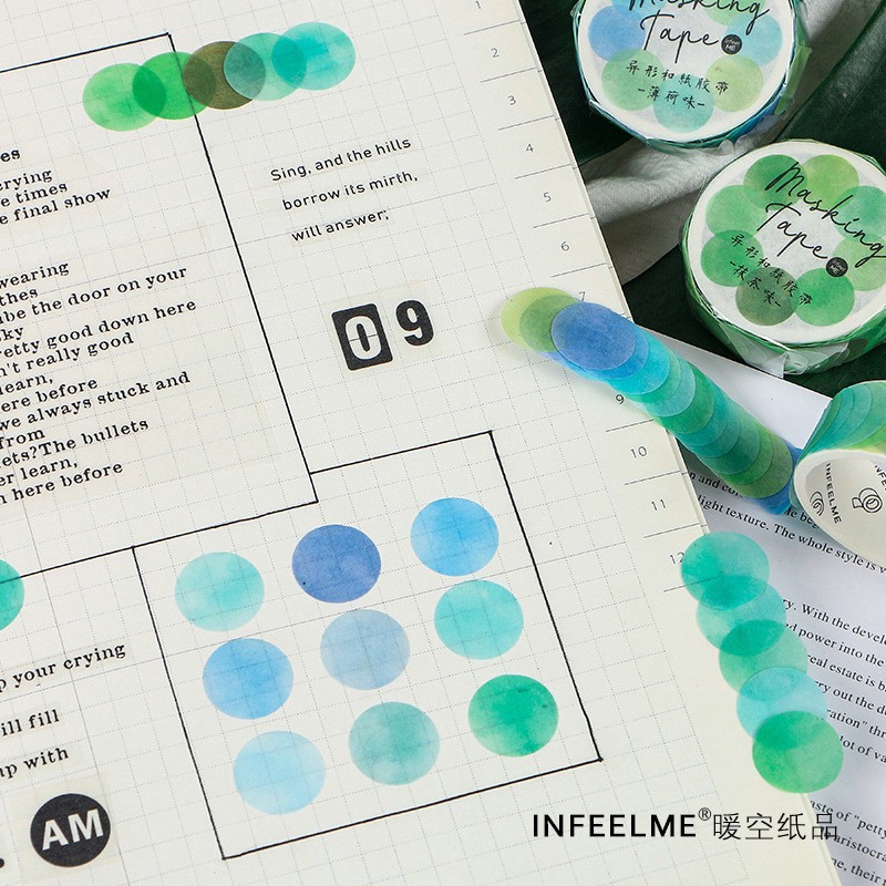 Set 100 băng / cuộn miếng dán washi sáng tạo dùng trang trí sổ tay/ nhật ký/ tập viết với nhiều màu bắt mắt