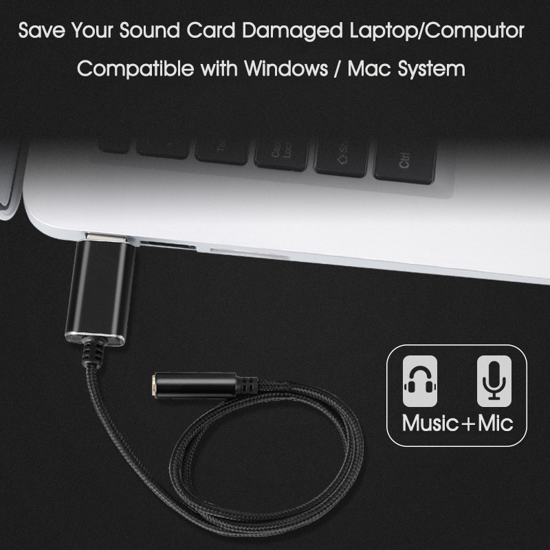 Card âm thanh USB bên ngoài, bộ chuyển đổi âm thanh USB sang 3.5mm, USB to Headphone Audio Adapter