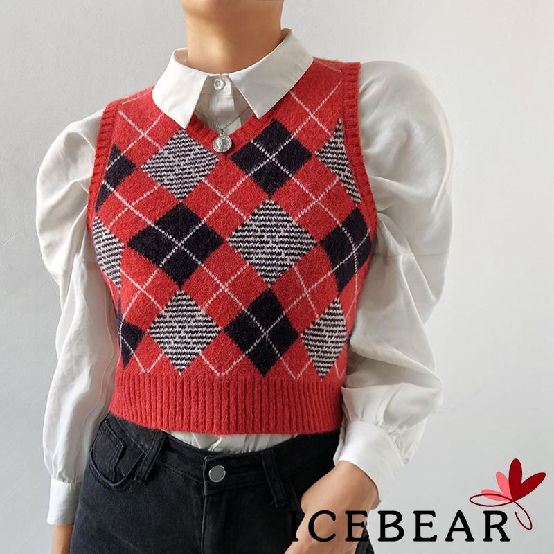 Áo dệt kim không tay cổ chữ v nhiều màu tùy chọn thời trang cho nữ