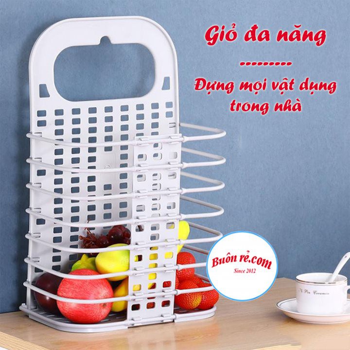 Giỏ đựng đồ gấp gọn thông minh Việt Nhật tặng móc dính trong (3379), giỏ treo tường đựng quần áo đồ dùng nhà tắm - 00540