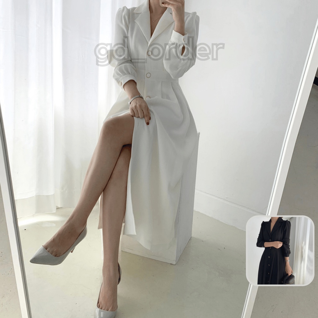 D56|Đầm hàn quốc công sở thiết kế cổ vest dài đẹp sang trọng, đơn giản gd_order