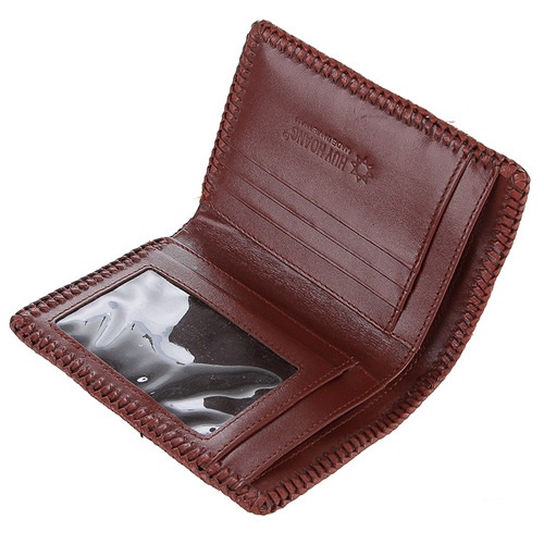 Ví nam Huy Hoàng da cá sấu nguyên con đan viền kiểu đứng màu đen, nâu đất, nâu đỏ HP2761-63-65