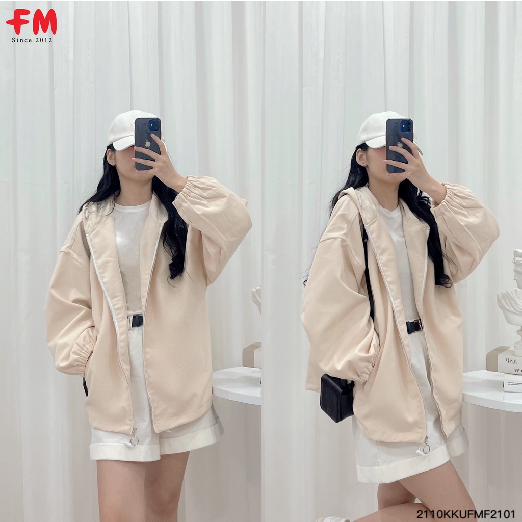 Áo khoác nữ FM Style form rộng freesize chất nhung tăm 2 lớp dày dặn tay bo thiết kế trẻ trung năng động  211021509