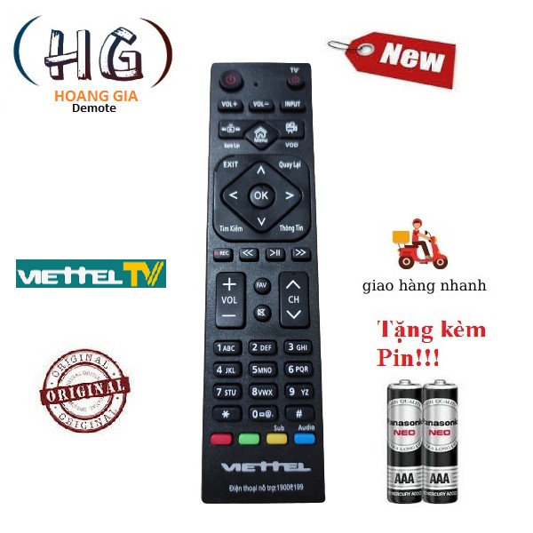 Điều khiển đầu thu truyền hình Viettel - Hàng Tốt 100% Tặng kèm Pin