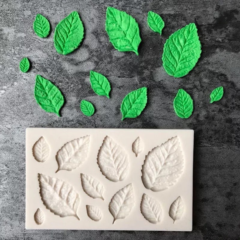 Tấm silicon hình lá 3D làm fondant, trang trí bánh trung thu hiện đại