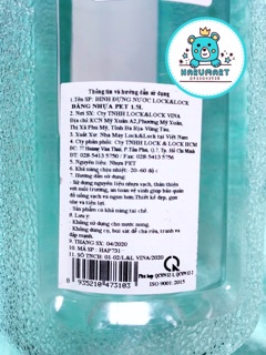 Bình nước LOCK&LOCK PET HAP731 1.5 LÍT