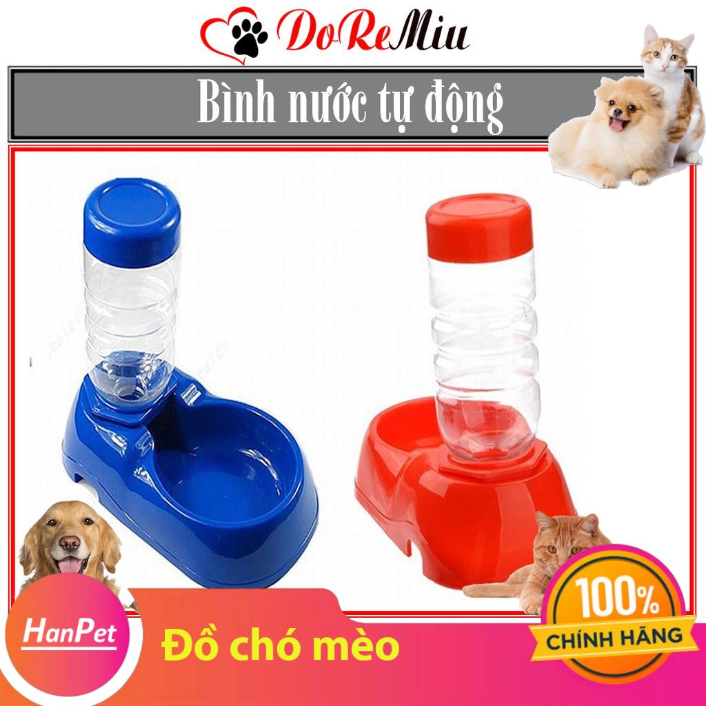New- Hanpet- Bình nước tự động cho chó mèo dạng khay uống đơn đặt nền kèm bình phù hợp chó mèo dưới 5kg