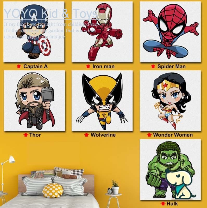 YoYo❤️Marvel DC Series / Wall Art /Dầu Số Hóa Tự Tô Màu Theo Số/ DIYCanvas Acrylic Paint / Painting kit / Deco Colouring art20X20CM noframe hulk XH123