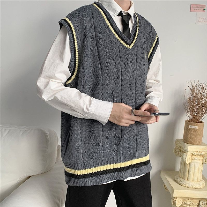 Áo len gile có vân unisex