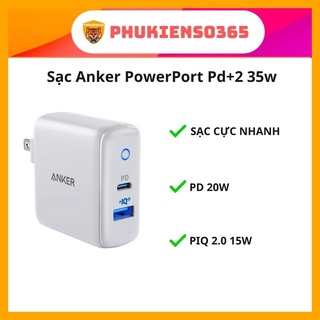 Sạc anker powerport pd+2 35w , usb-c pd, poweriq2.0 - a2636