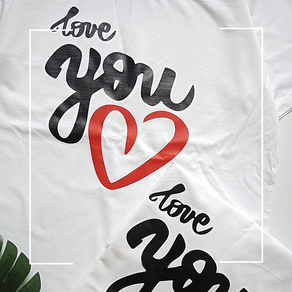 Áo thun cặp thời trang cổ tròn,thun cotton 4 chiều co giãn In Nhiệt Trái Tim Love You