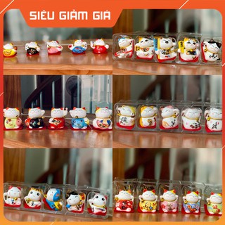Set 5 mèo thần tài mini đẹp mắt- Mèo thần tài trang trí - Bày trên taplo xe oto