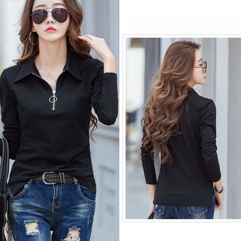 Áo polo Nữ Tay Dài Màu Trơn Thời Trang Size M-5XL