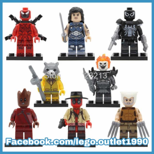 Xếp hình Deadpool - Wolverine - Groot - Rocket Raccoon - Carnage Lego Minifigures POGO PG8159