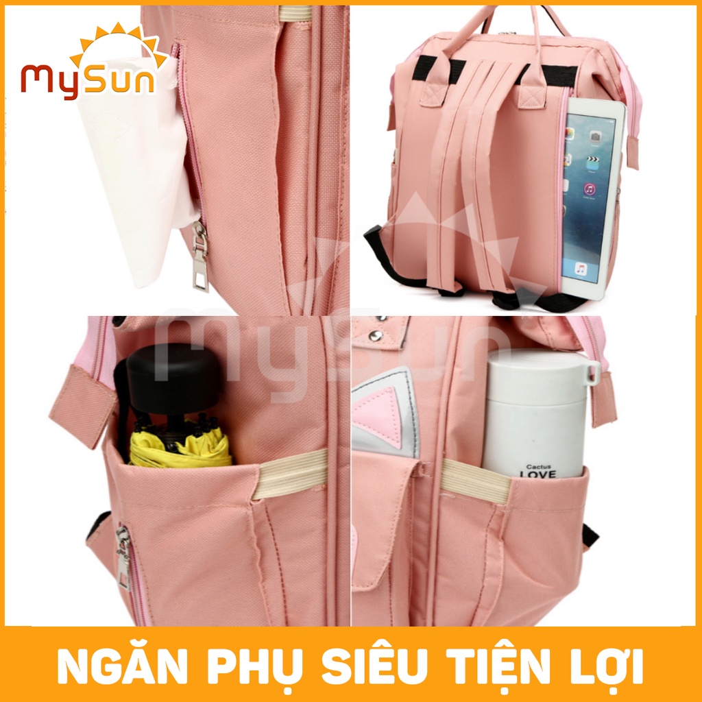 Ba lô bỉm sữa balo mẹ và bé đựng đồ dùng em bé sơ sinh đa năng hình Mèo yêu MySun