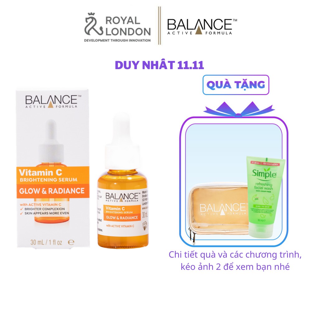 [Mã FMCGMALL -8% đơn 250K] Serum Trắng Da, Mờ Thâm Balance Active Formula Vitamin C Brightening 30ml