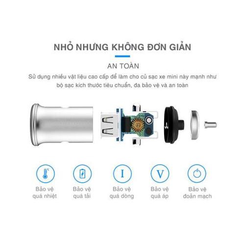 Sạc Ô Tô 2 Cổng USB Bagi Chuẩn Châu Âu CE-O52