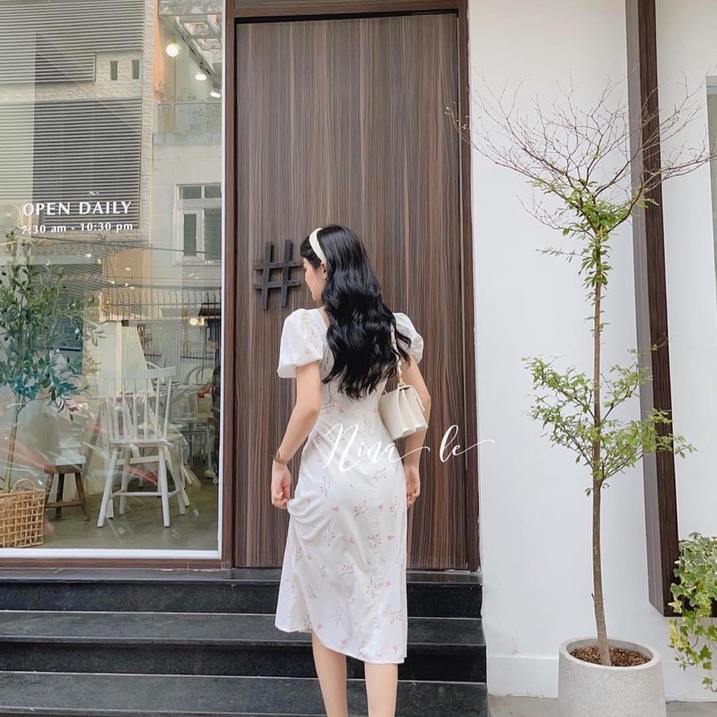 Đầm Maxi Hoa Nhíu Ngực Thắt Nơ Xẻ Đùi (Kèm Video Hình Thật) | BigBuy360 - bigbuy360.vn