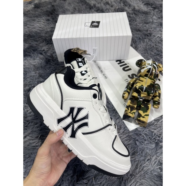 Giầy Thể Thao Sneaker Độn Đế MLB Chunky Liner White Black 2022 Best |Logo Sắc Nét|Gắn Chip