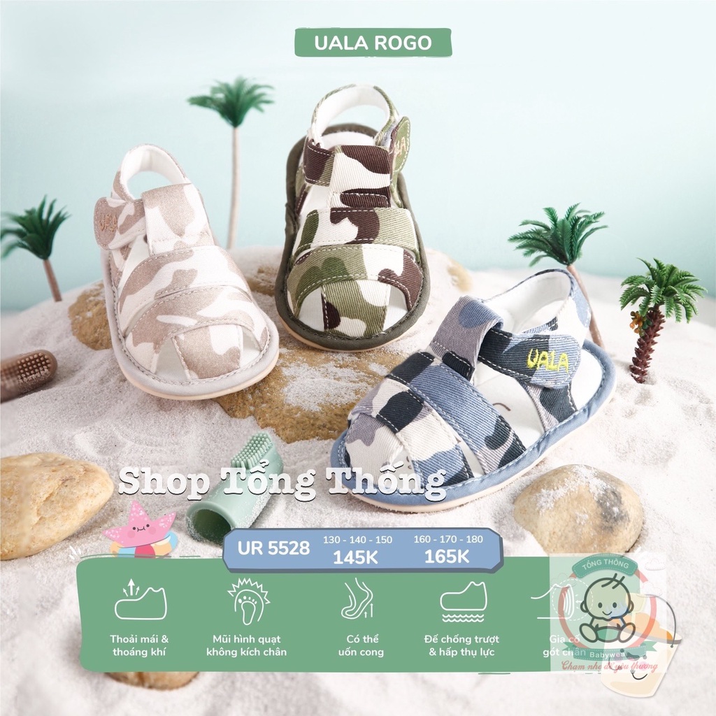 Giày tập đi Uala Rogo đế cao su non chống trơn trượt chuẩn y khoa cho bé trai bé gái siêu mềm nhẹ chân lính chì