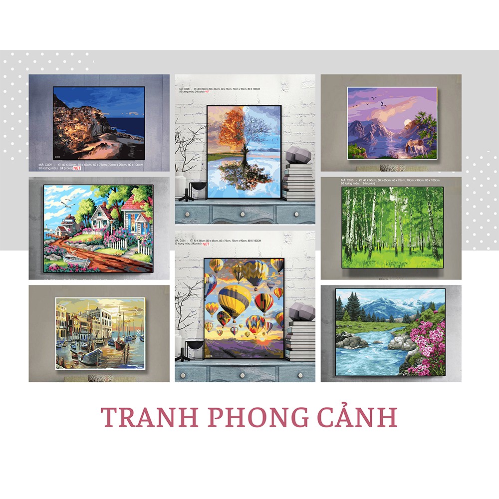 Tranh Sơn Dầu Số Hóa Phong Cảnh Nhiều Mẫu Hot Trend - Tranh Tô Màu Theo Số | BigBuy360 - bigbuy360.vn