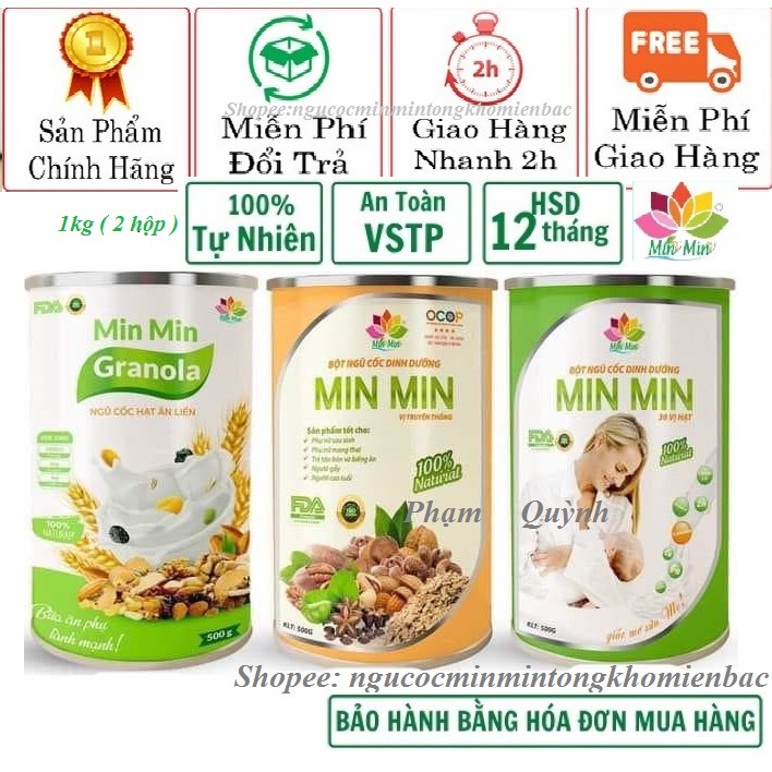 Ngũ Cốc Lợi Sữa Min Min 1kg (2 hộp) 30 Vị Hạt Kết Hợp Nano Curcumin Làm Đẹp Da,Giữ Dáng Cho Mẹ Sau Sinh