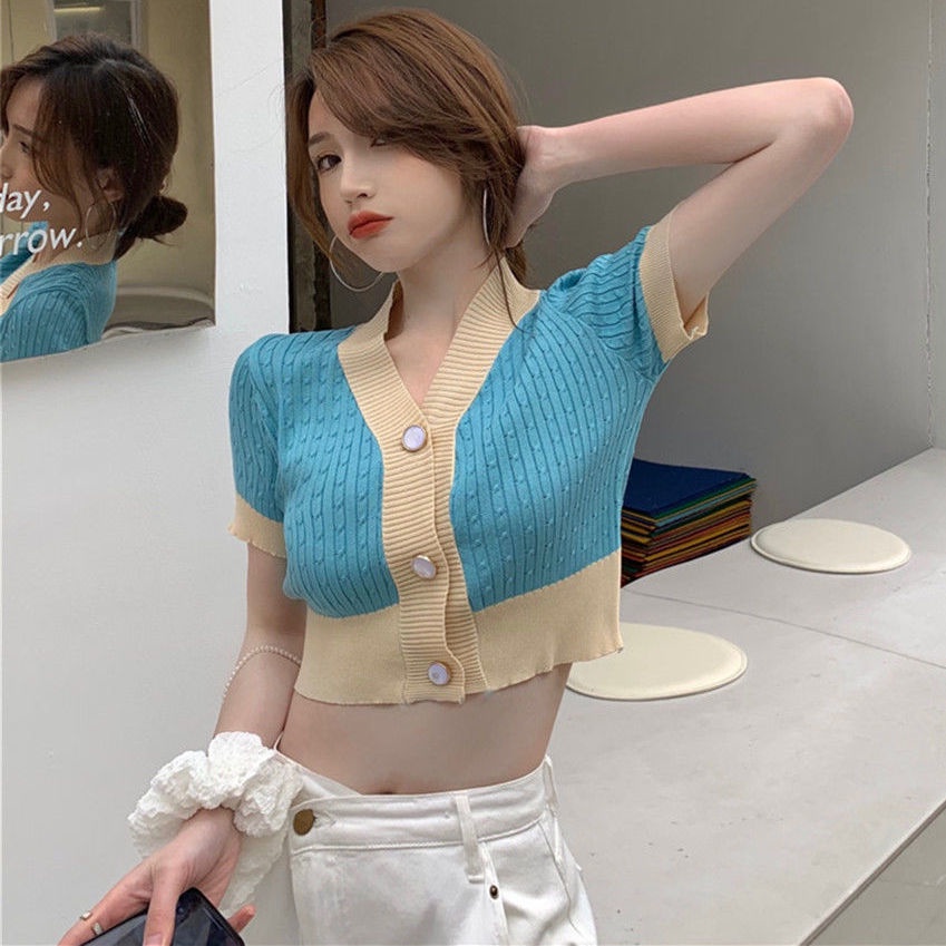 Áo cardigan BH tay ngắn bằng vải lụa lạnh mỏng thời trang mùa hè sành điệu cho nữ 2021