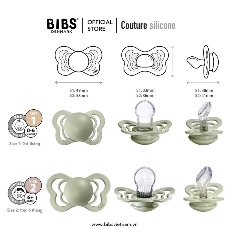 Ti giả Bibs Couture, Ti ngậm BIbs chống hô Couture; cam kết hàng chính hãng [TẶNG HỘP ĐỰNG]