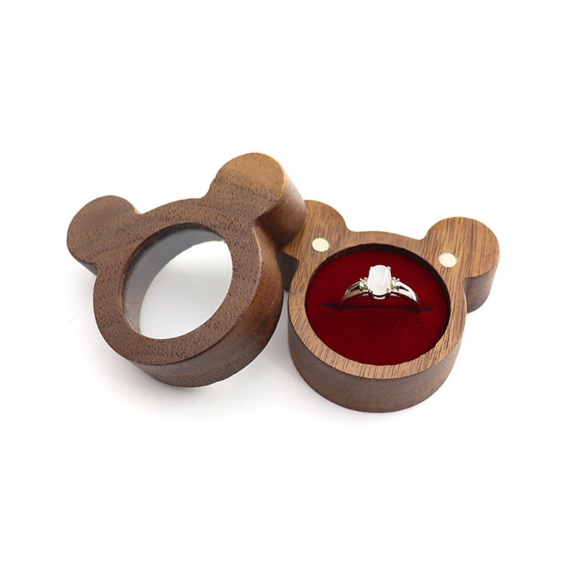 Hộp Đựng Nhẫn Cưới Hình Gấu Hoạt Hình Phong Cách Cổ Điển