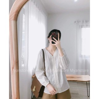 Sơ mi thô boi viền ren