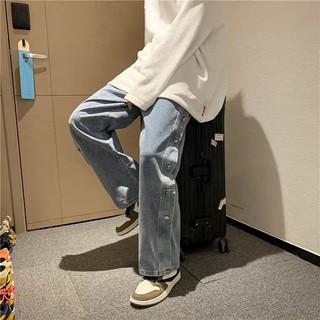 (Q40) Quần Jeans nam ống suông phối cúc 2 màu xanh, đen (kèm ảnh thật ở cuối)