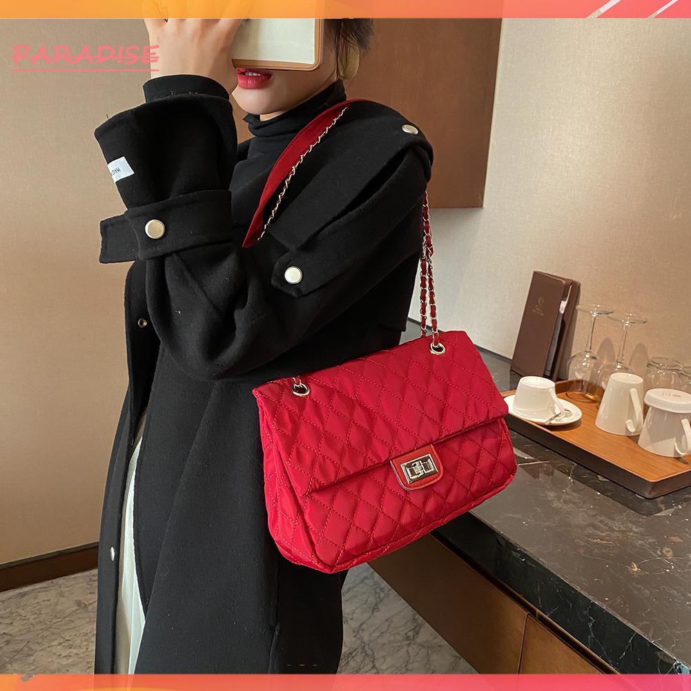 Túi tote đeo vai bằng nylon họa tiết kẻ sọc thời trang nữ