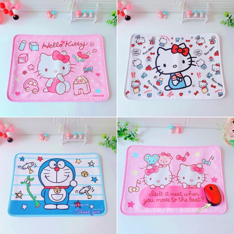 Tấm lót bàn ăn, lót chuột trang trí Hello Kitty - Doremon Doraemon