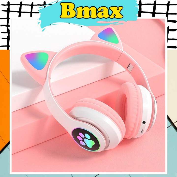 Tai nghe chụp tai mèo bluetooth không dây headphone nghe nhạc điện thoại dùng được cho cả laptop pc máy tính