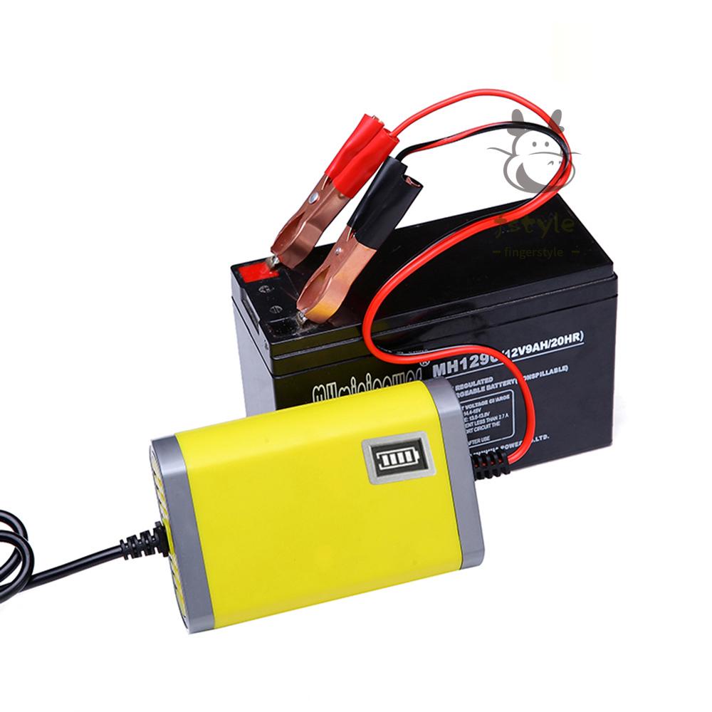 Car Motorcycle Battery Charger 12V 2A Full Automatic Smart Power Charger Maintainer 3 Stages Lead Acid AGM GEL Intelligent LED Display